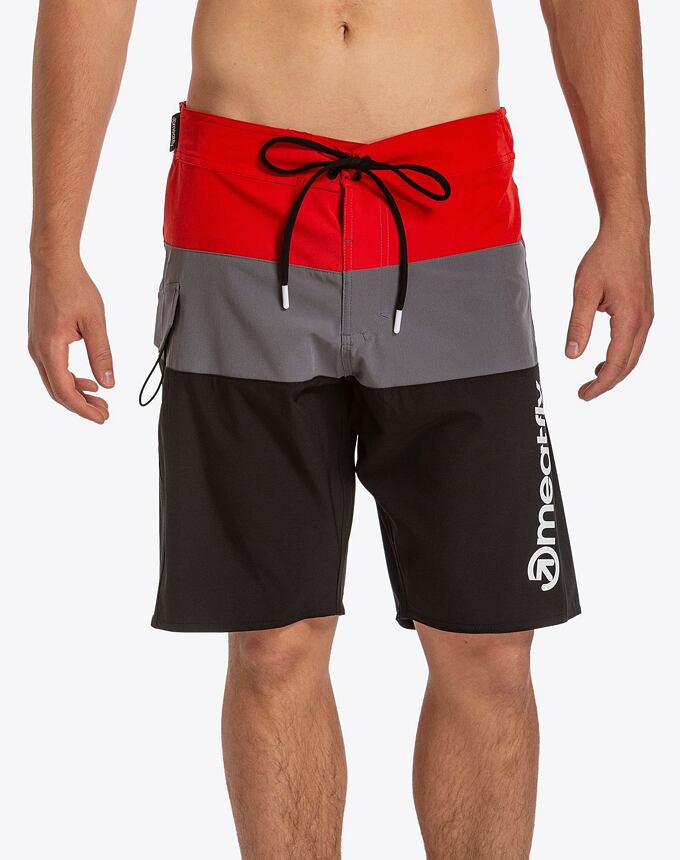 Pánské plavky Meatfly Mitch Boardshorts 21", Red Stripes
