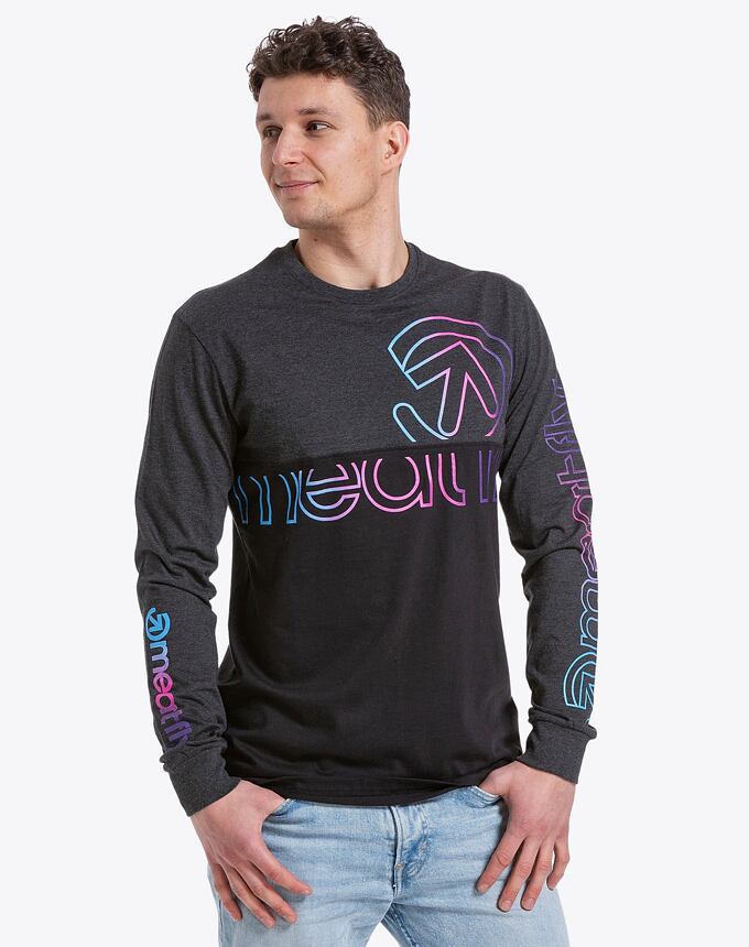 Pánské tričko s dlouhým rukávem Meatfly Judgement, Black/Charcoal Heather