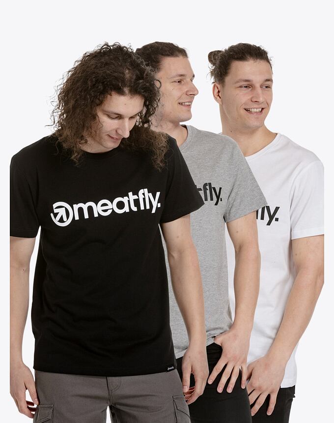 Balení pánských triček Meatfly MF Logo Multipack, Black/Grey Heather/White