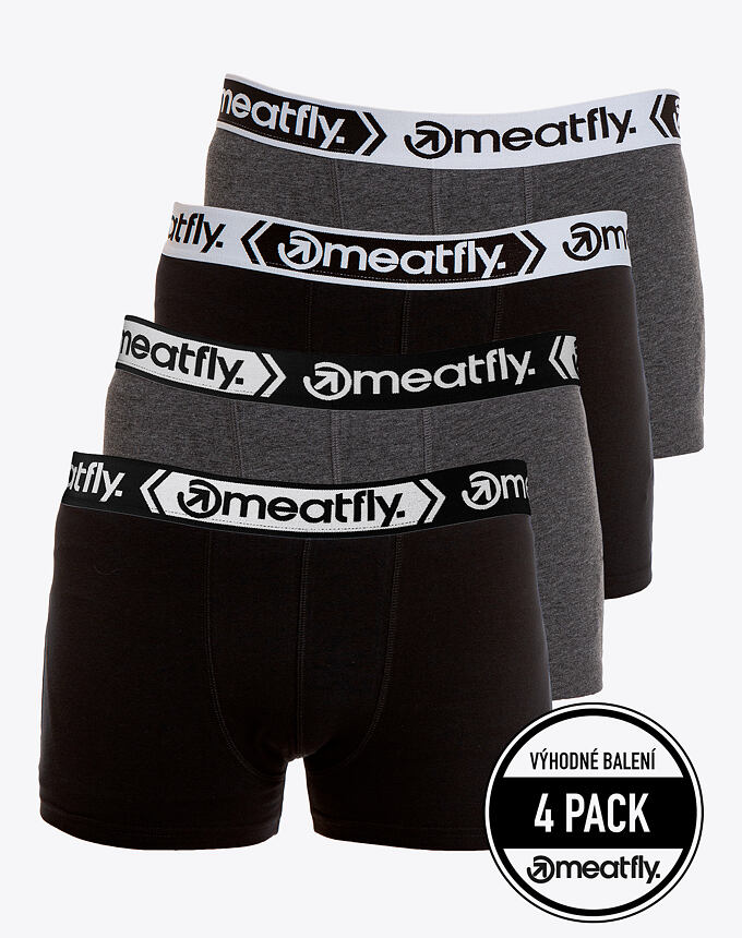 Pánské boxerky Meatfly Balboa Boxershorts, Four Pack, Black/Grey Heather