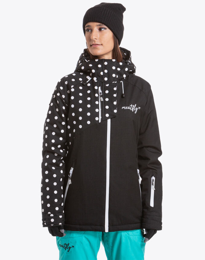Snowboardová bunda Meatfly Deborah, G - Black, White Dot