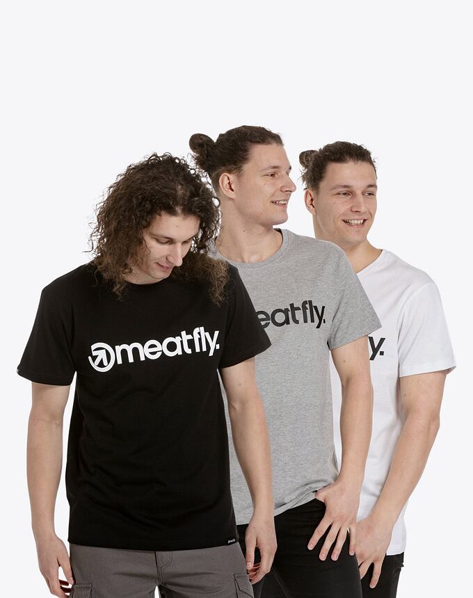 Balení pánských triček Meatfly MF Logo Multipack, Black/Grey Heather/White