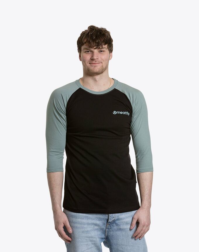 Pánské tričko s dlouhým rukávem Meatfly Reagan Raglan, Dusty Mint  /  Black
