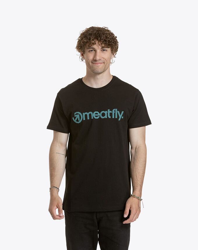 Pánské tričko Meatfly Striped Logo, Black