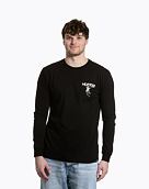 Pánské tričko s dlouhým rukávem Meatfly Julien, Black Skeleton