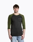 Pánské tričko s dlouhým rukávem Meatfly Reagan Raglan, Olive  /  Charcoal Heather