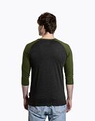 Pánské tričko s dlouhým rukávem Meatfly Reagan Raglan, Olive  /  Charcoal Heather