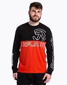 Pánské tričko s dlouhým rukávem Meatfly Judgement, White Logo / Black / Red