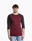 Pánské tričko s dlouhým rukávem Meatfly Reagan Raglan, Dark Wine  /  Charcoal Heather