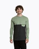 Pánské tričko s dlouhým rukávem Meatfly Harvey, Basil  /  Charcoal Heather