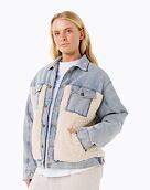 Dámská bunda Rip Curl Cruisin' Sherpa Denim, Washed Blue